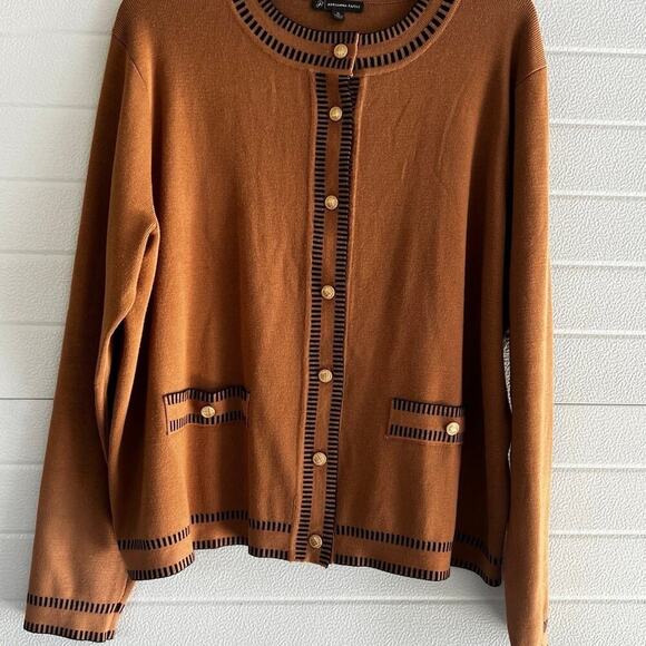 Adriana Papell women's size XL, button-down, long sleeve sweater jacket cardigan - Picture 2 of 10